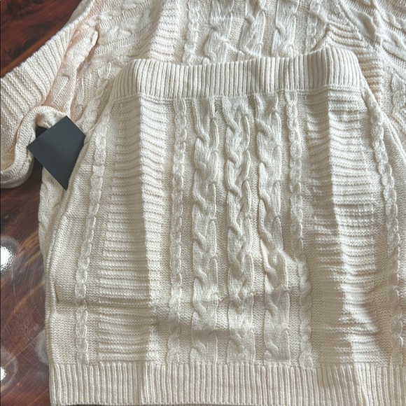 Lulu's Cream Cowl Neck Sweater with Cable Knit Design - Picture 2 of 4